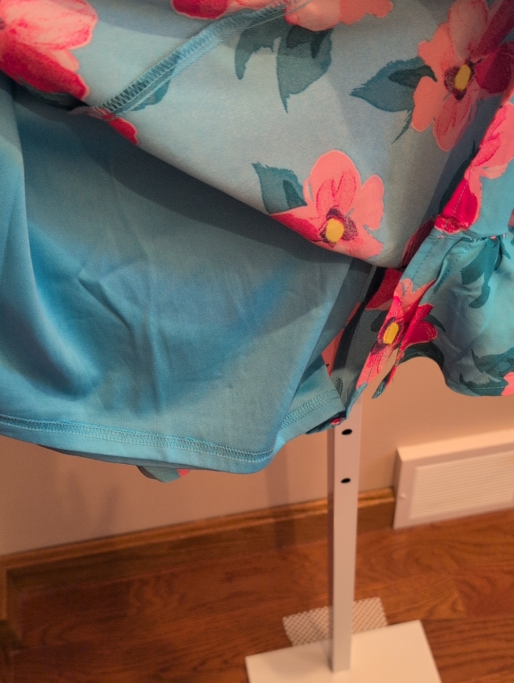 Turquoise One-Shoulder Floral Ruffle Dress - Picture 4 of 6